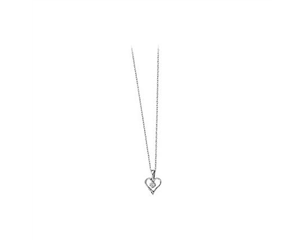 14k White Gold Diamond Heart Pendant with Chain 0.03ct
